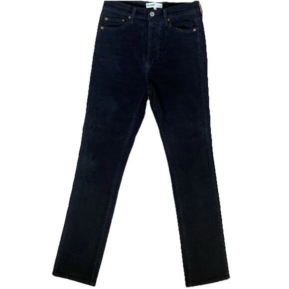 Re Done Women Size 26 High Rise Black Corduroy Straight Leg - Picture 1 of 8